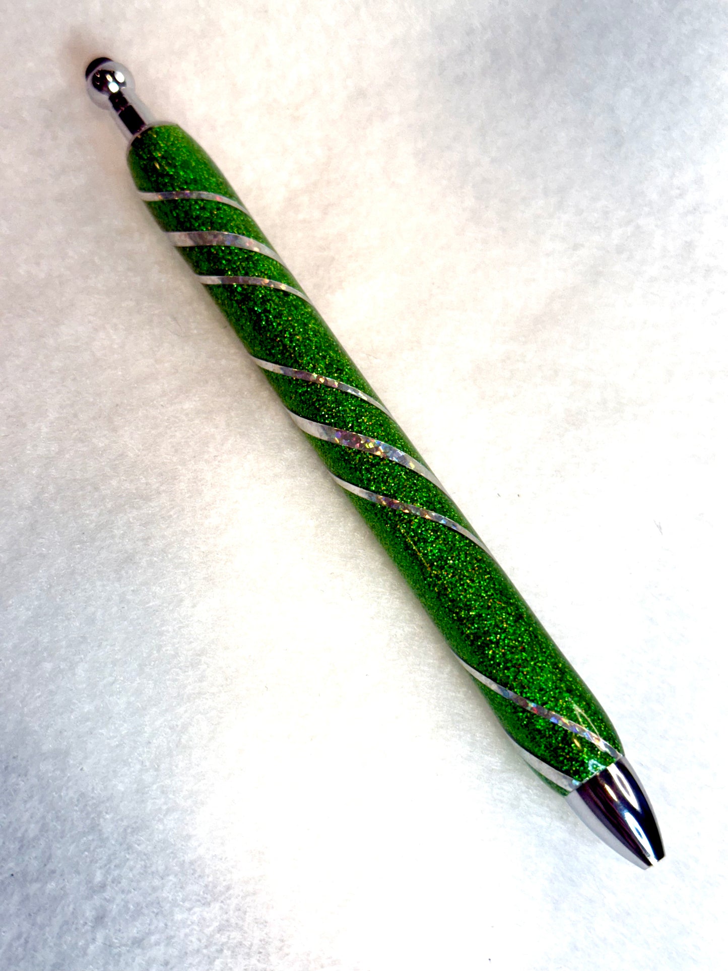 Green Glitter with Silver